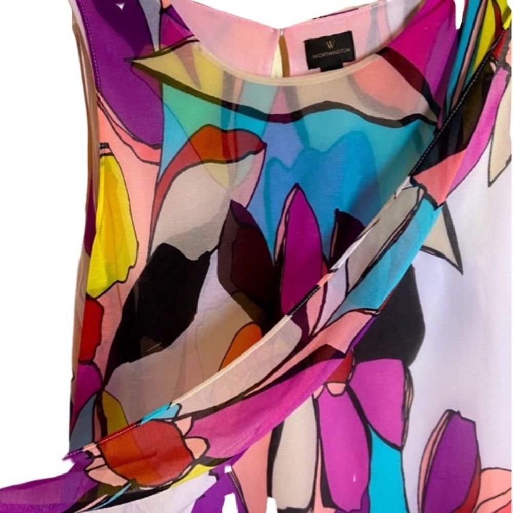 WORTHINGTON Dressy Sleeveless Top Lightweight & Multi-Layered Size M - Picture 3 of 4